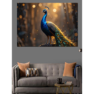 Gölgede Gururlu Tavus Kuşu Dekoratif Kanvas - Mdf Ahşap Tablo 100x140 cm