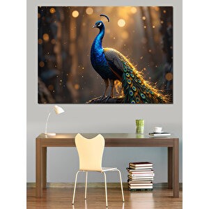 Gölgede Gururlu Tavus Kuşu Dekoratif Kanvas - Mdf Ahşap Tablo 35x50 cm