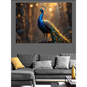 Gölgede Gururlu Tavus Kuşu Dekoratif Kanvas - Mdf Ahşap Tablo 50x70 cm