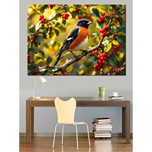 Daldaki Küçük Mavi Kuş Dekoratif Kanvas - Mdf Ahşap Tablo 100x140 cm