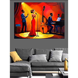 Caz Müzik Konser Sahnesi Dekoratif Kanvas - Mdf Ahşap Tablo 35x50 cm