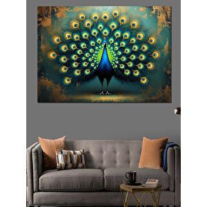 Gururlu Kuyruklu Tavus Kuşu Dekoratif Kanvas - Mdf Ahşap Tablo 70x100 cm