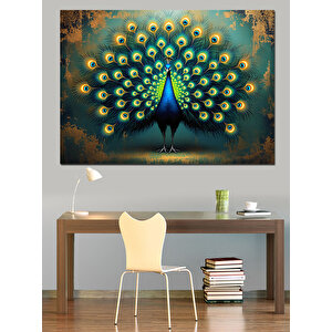 Gururlu Kuyruklu Tavus Kuşu Dekoratif Kanvas - Mdf Ahşap Tablo