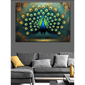 Gururlu Kuyruklu Tavus Kuşu Dekoratif Kanvas - Mdf Ahşap Tablo