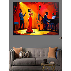 Caz Müzik Konser Sahnesi Dekoratif Kanvas - Mdf Ahşap Tablo 25x35 cm