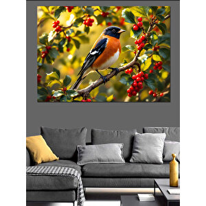 Daldaki Küçük Mavi Kuş Dekoratif Kanvas - Mdf Ahşap Tablo