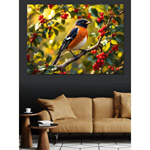 Daldaki Küçük Mavi Kuş Dekoratif Kanvas - Mdf Ahşap Tablo