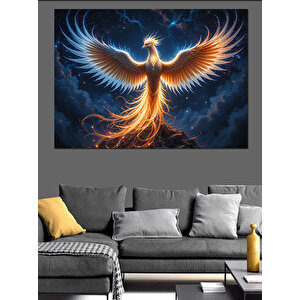 Alevli Anka Kuşu Uçuşu Dekoratif Kanvas - Mdf Ahşap Tablo 70x100 cm