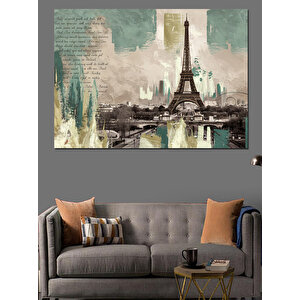 Eyfel Kulesi Arka Plan Dekoratif Kanvas - Mdf Ahşap Tablo