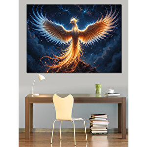 Alevli Anka Kuşu Uçuşu Dekoratif Kanvas - Mdf Ahşap Tablo 50x70 cm