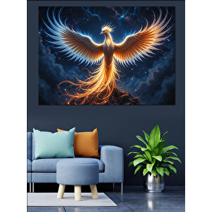 Alevli Anka Kuşu Uçuşu Dekoratif Kanvas - Mdf Ahşap Tablo