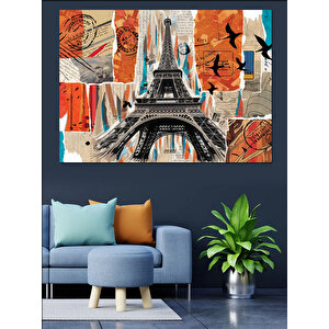 Soyut Eyfel Kulesi Dekoratif Kanvas - Mdf Ahşap Tablo 50x70 cm