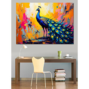 Soyut Tavus Kuşu Dekoratif Kanvas - Mdf Ahşap Tablo 35x50 cm