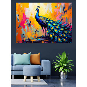 Soyut Tavus Kuşu Dekoratif Kanvas - Mdf Ahşap Tablo