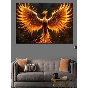 Alevler İçinde Anka Kuşu Dekoratif Kanvas - Mdf Ahşap Tablo 35x50 cm