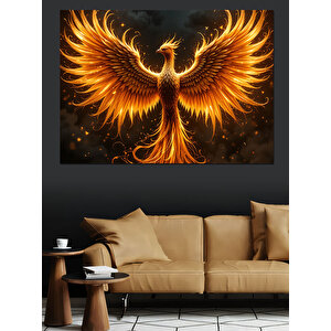 Alevler İçinde Anka Kuşu Dekoratif Kanvas - Mdf Ahşap Tablo