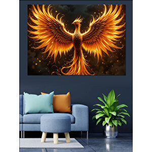 Alevler İçinde Anka Kuşu Dekoratif Kanvas - Mdf Ahşap Tablo