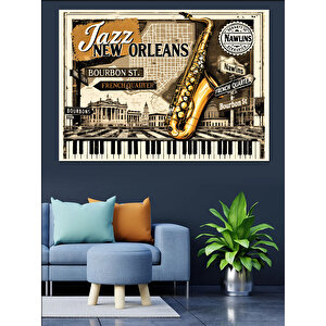 Caz Müzik Posteri Retro Dekoratif Kanvas - Mdf Ahşap Tablo