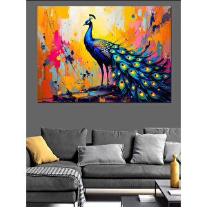 Soyut Tavus Kuşu Dekoratif Kanvas - Mdf Ahşap Tablo 100x140 cm