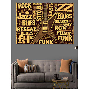 Renkli Müzik Tarzı Yazılar Dekoratif Kanvas - Mdf Ahşap Tablo 50x70 cm