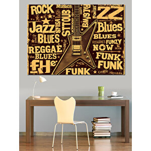 Renkli Müzik Tarzı Yazılar Dekoratif Kanvas - Mdf Ahşap Tablo 50x70 cm