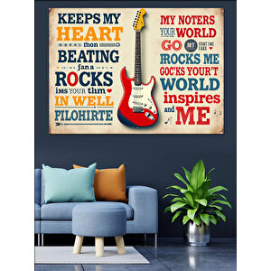 Müzikle İlgili Tipografi Tasarım Dekoratif Kanvas - Mdf Ahşap Tablo 70x100 cm