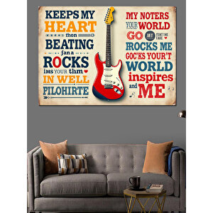 Müzikle İlgili Tipografi Tasarım Dekoratif Kanvas - Mdf Ahşap Tablo 70x100 cm