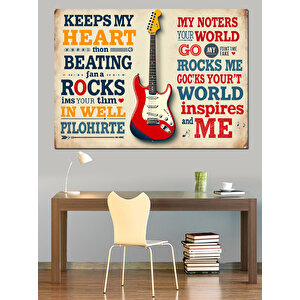 Müzikle İlgili Tipografi Tasarım Dekoratif Kanvas - Mdf Ahşap Tablo