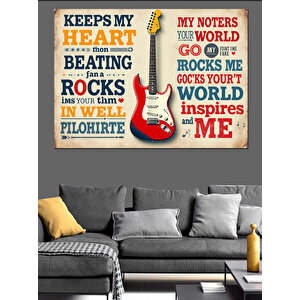 Müzikle İlgili Tipografi Tasarım Dekoratif Kanvas - Mdf Ahşap Tablo