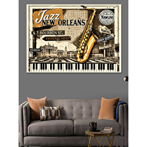 Caz Müzik Posteri Retro Dekoratif Kanvas - Mdf Ahşap Tablo