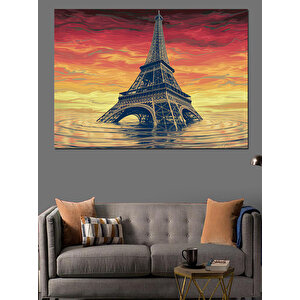 Sular Altında Eyfel Kulesi Dekoratif Kanvas - Mdf Ahşap Tablo
