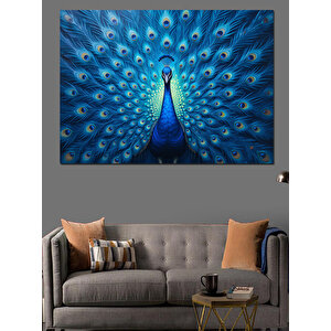Gösterişli Mavi Tavus Kuşu Dekoratif Kanvas - Mdf Ahşap Tablo