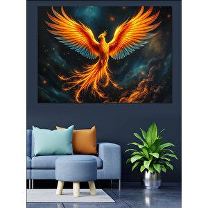 Alevlerden Doğan Anka Kuşu Dekoratif Kanvas - Mdf Ahşap Tablo 70x100 cm