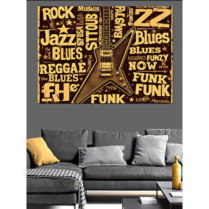 Renkli Müzik Tarzı Yazılar Dekoratif Kanvas - Mdf Ahşap Tablo 35x50 cm