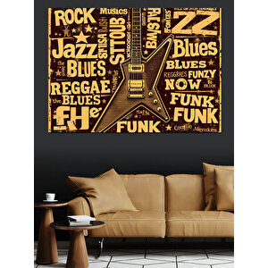 Renkli Müzik Tarzı Yazılar Dekoratif Kanvas - Mdf Ahşap Tablo