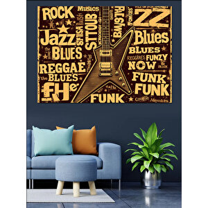 Renkli Müzik Tarzı Yazılar Dekoratif Kanvas - Mdf Ahşap Tablo