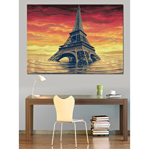 Sular Altında Eyfel Kulesi Dekoratif Kanvas - Mdf Ahşap Tablo