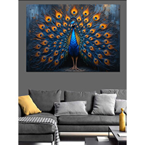 Tavus Kuşu Göz Gibi Tüyler Dekoratif Kanvas - Mdf Ahşap Tablo