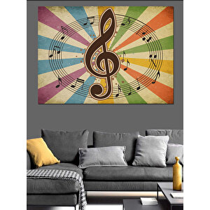 Müzik Temalı Renkli Spiral Dekoratif Kanvas - Mdf Ahşap Tablo 35x50 cm