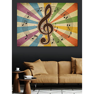 Müzik Temalı Renkli Spiral Dekoratif Kanvas - Mdf Ahşap Tablo 35x50 cm