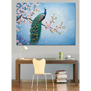 Kiraz Dalında Tavus Kuşu Dekoratif Kanvas - Mdf Ahşap Tablo