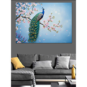 Kiraz Dalında Tavus Kuşu Dekoratif Kanvas - Mdf Ahşap Tablo