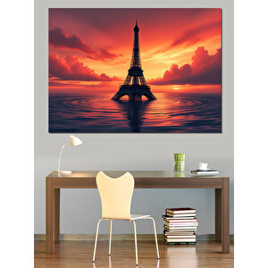 Denizde Eyfel Kulesi Dekoratif Kanvas - Mdf Ahşap Tablo 100x140 cm