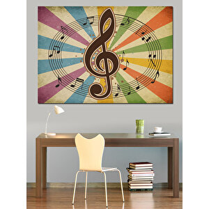 Müzik Temalı Renkli Spiral Dekoratif Kanvas - Mdf Ahşap Tablo 100x140 cm