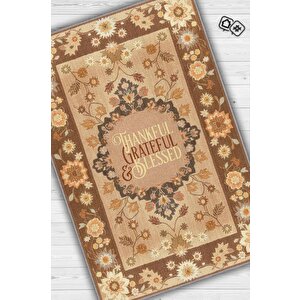 Şükran Ve Minnet Etnik Temalı Dijital Baskılı Halı Çiçek Desenli Çok Renkli Salon Halısı 200x300 cm