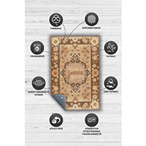 Homshtag Şükran Ve Minnet Etnik Temalı Dijital Baskılı Halı Çiçek Desenli Çok Renkli Salon Halısı