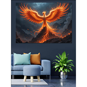 Alevlerden Doğan Anka Kuşu Dekoratif Kanvas - Mdf Ahşap Tablo 70x100 cm