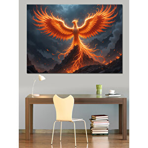 Alevlerden Doğan Anka Kuşu Dekoratif Kanvas - Mdf Ahşap Tablo