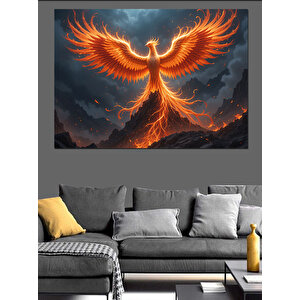 Alevlerden Doğan Anka Kuşu Dekoratif Kanvas - Mdf Ahşap Tablo