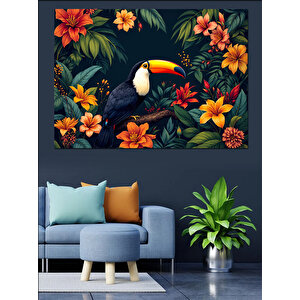 Egzotik Tukan Kuşu Dekoratif Kanvas - Mdf Ahşap Tablo 100x140 cm